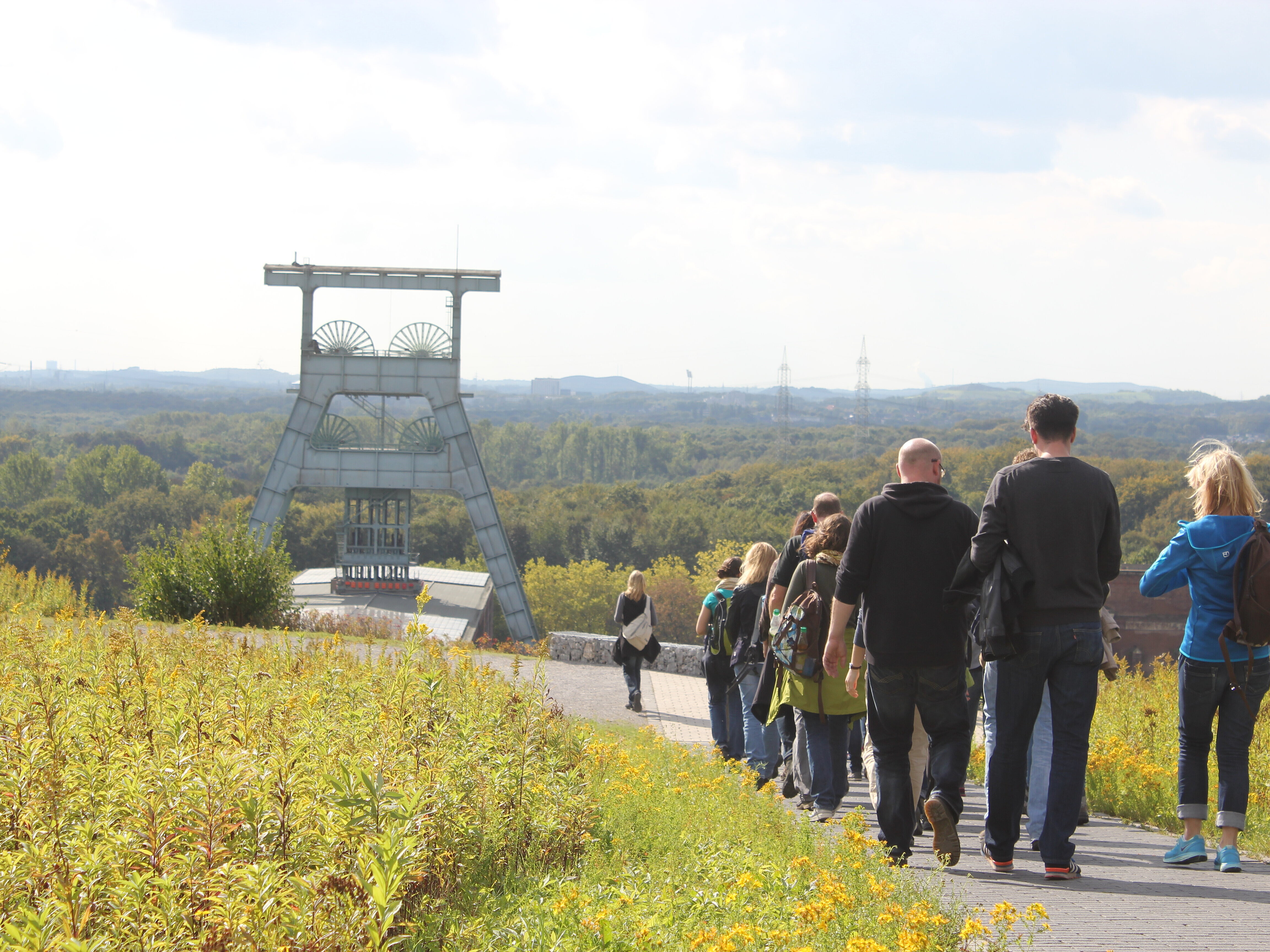 Haldenwanderung auf Hoheward mit Blick auf Schacht VII