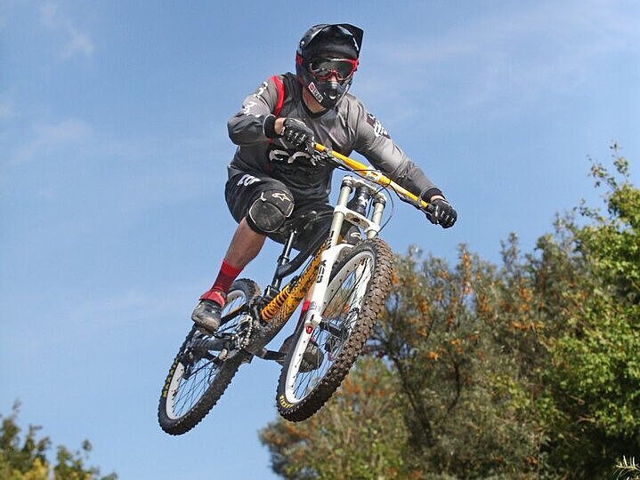 Probelauf der Mountainbike-Strecke auf der Halde Hoppenbruch