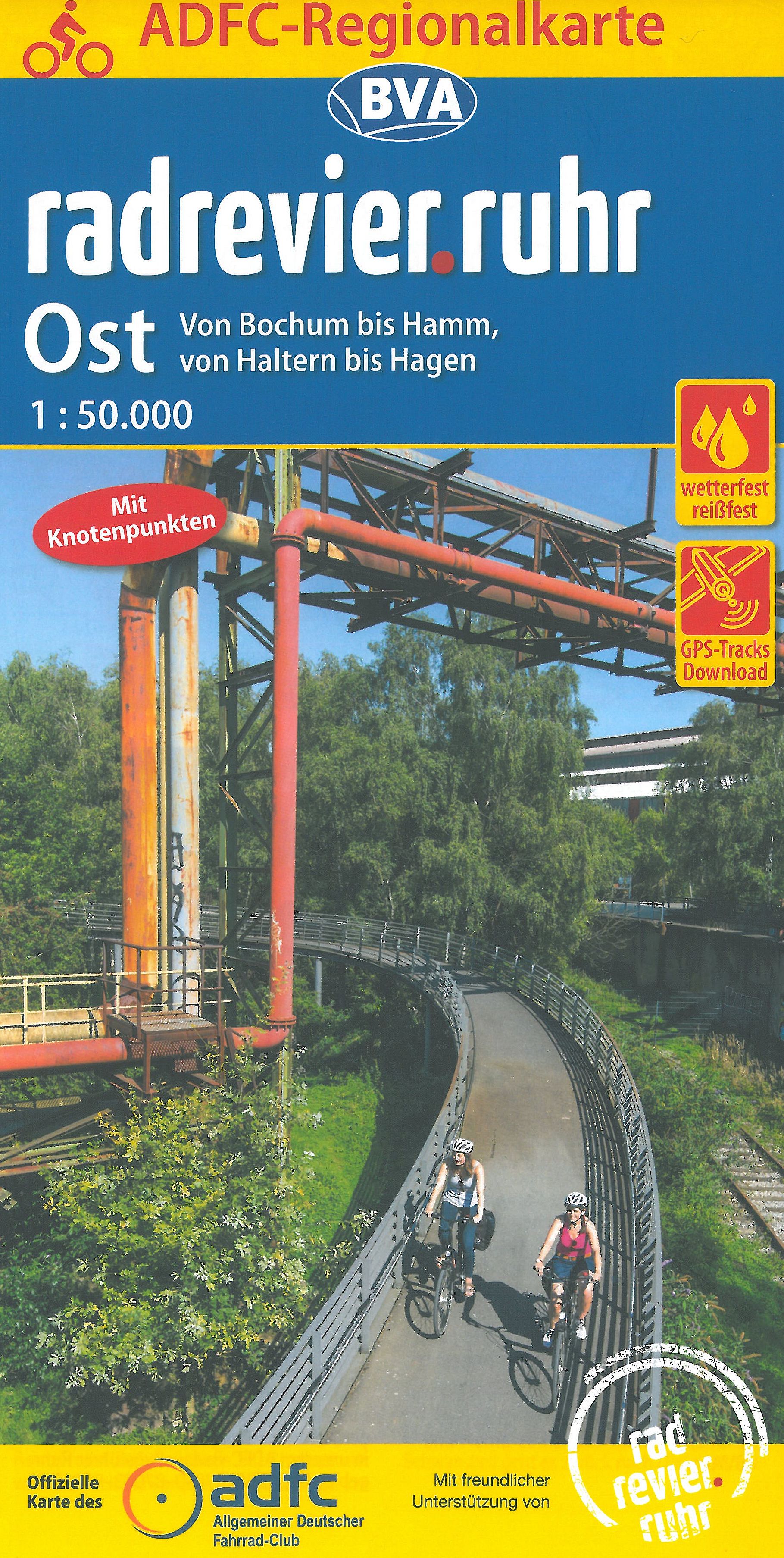 ADFC Regionalkarte "radrevier.ruhr Ost mit Knotenpunkten"