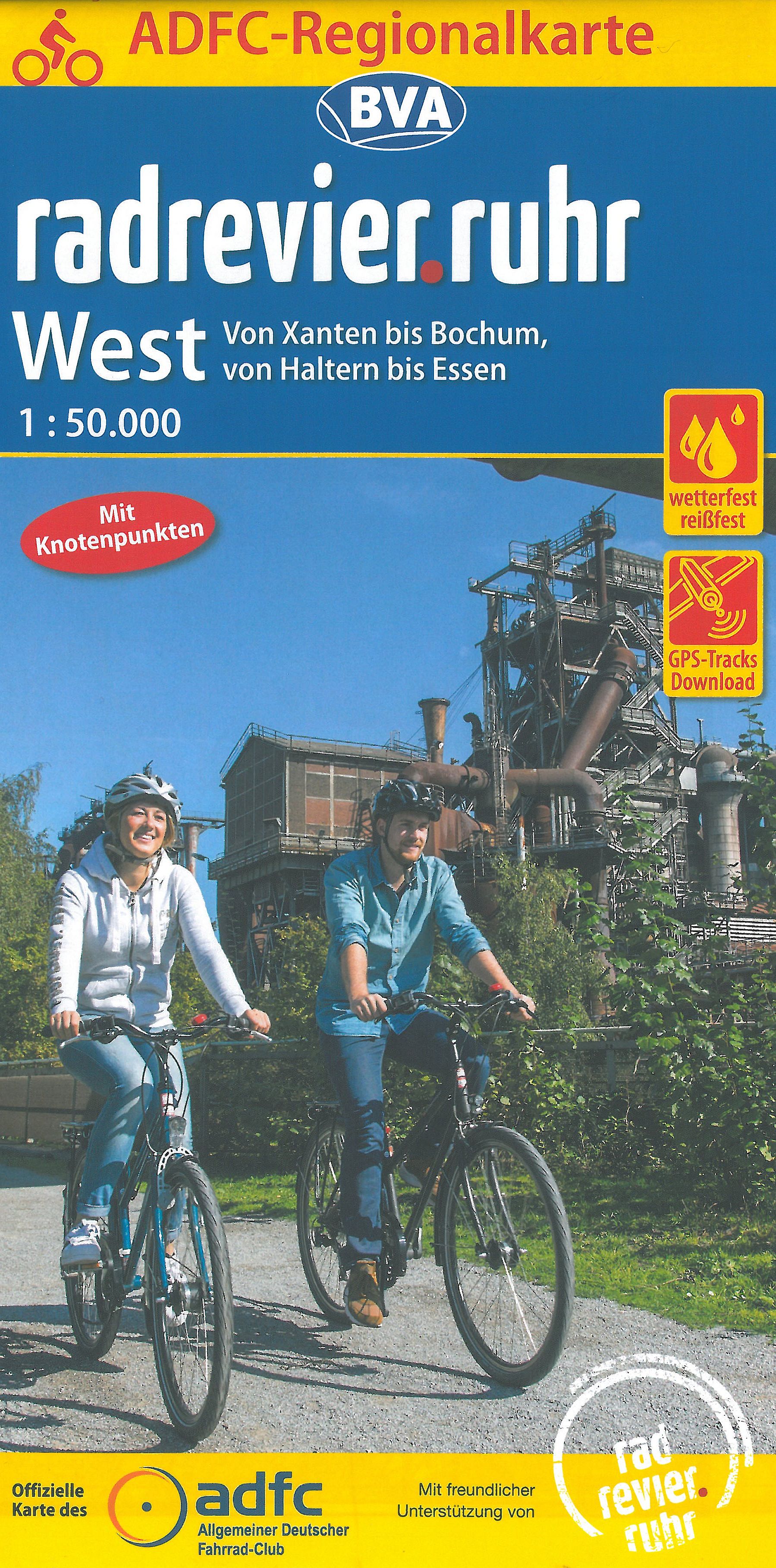 ADFC Regionalkarte "radrevier.ruhr West mit Knotenpunkten"